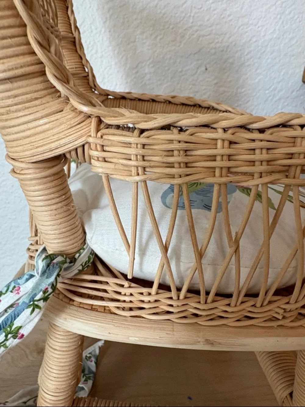 2 American Girl Doll Wicker Doll Chairs Floral Cushions
